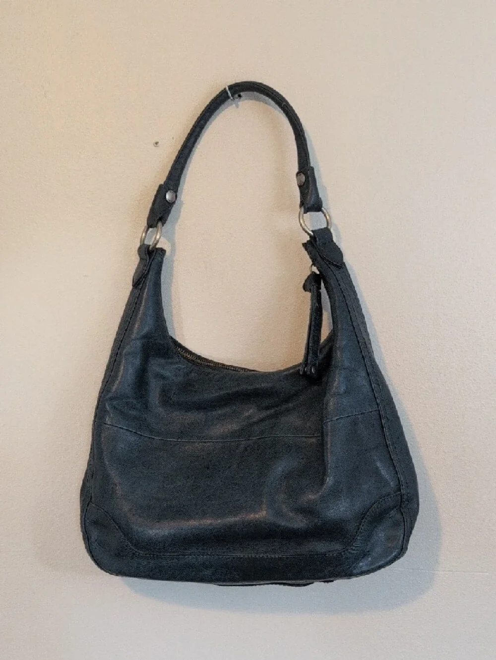 Classic Deep Teal Leather Shoulder Bag - Women's Everyday Hobo